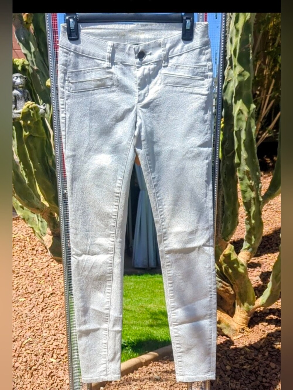 Vintage Y2K Victoria's Secret London Jean Siren Metallic Silver Skinny Jeans 2